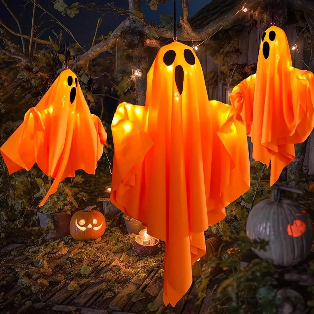 3 oranži LED-kummitust, umbes 50 × 40 cm