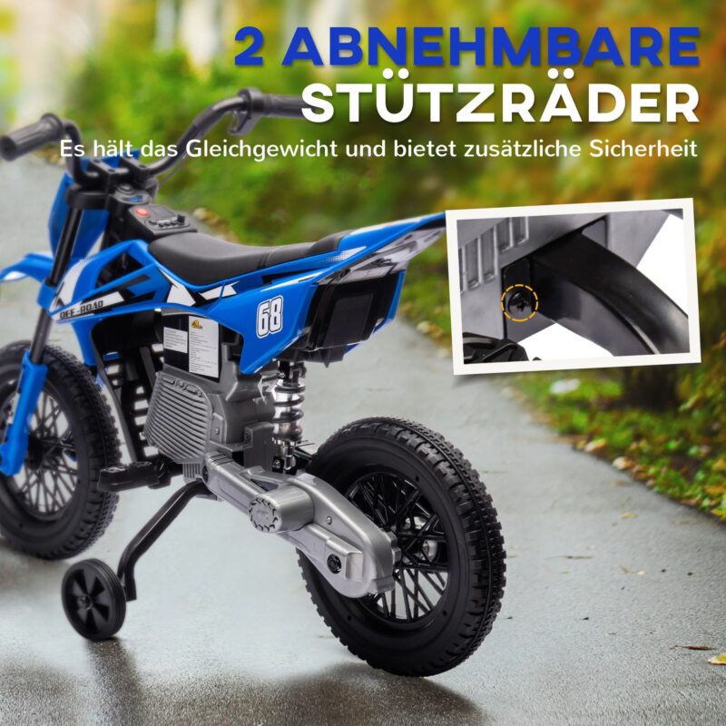 Laste elektrimootorratas 12 V, tugiratastega, 3–6 a
