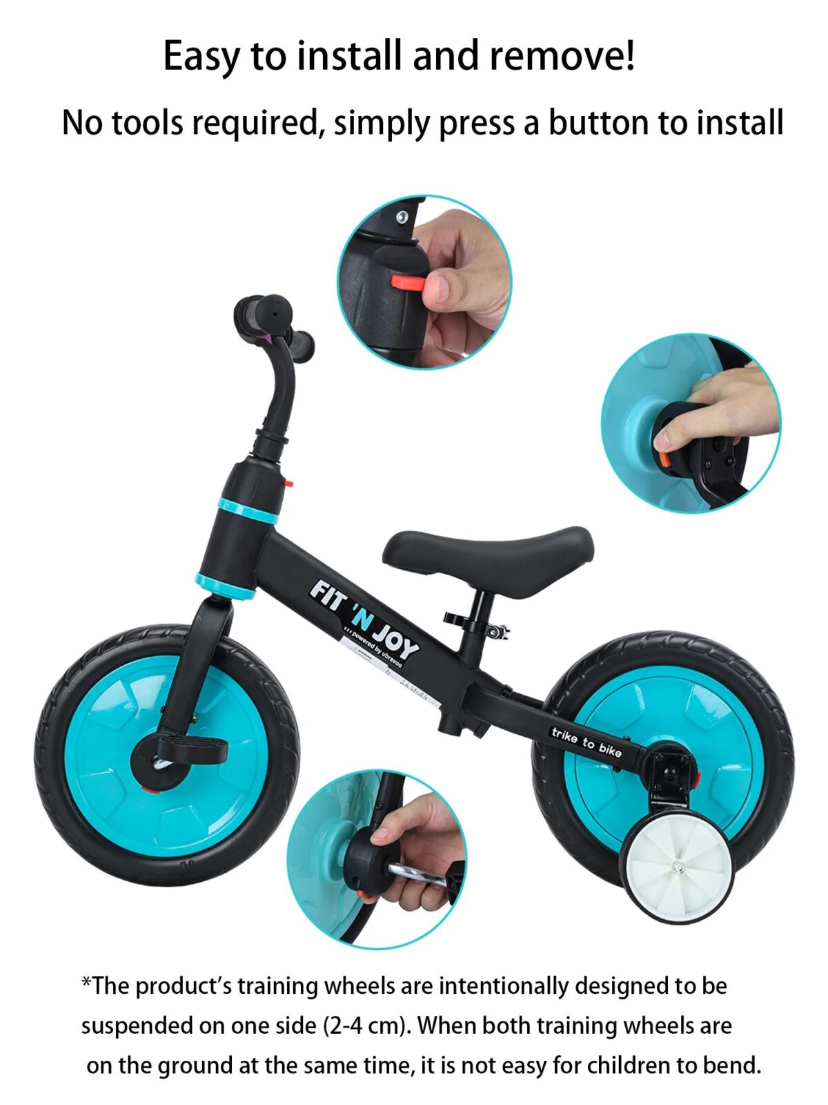 Õpperatas tugiratastega, 2–5 a, 28 cm — pilt 4