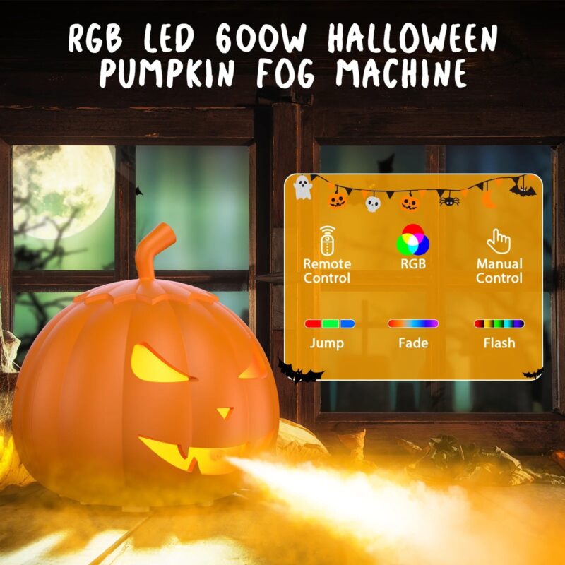 Kõrvitsakujuline 600 W udumasin, RGB ja pult