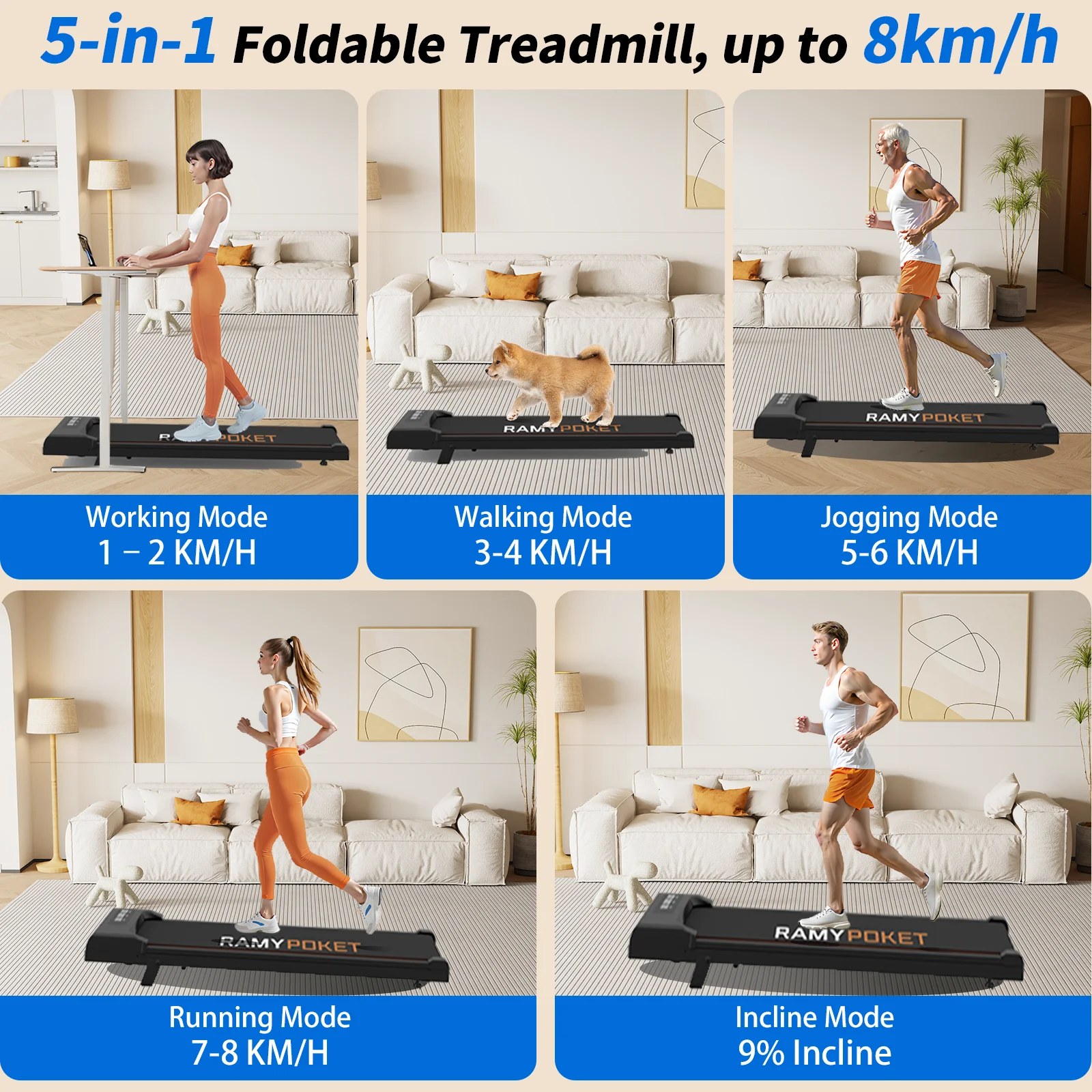 Lauaalune kõnnilint, 9% kalle, kuni 8 km/h, 120 kg