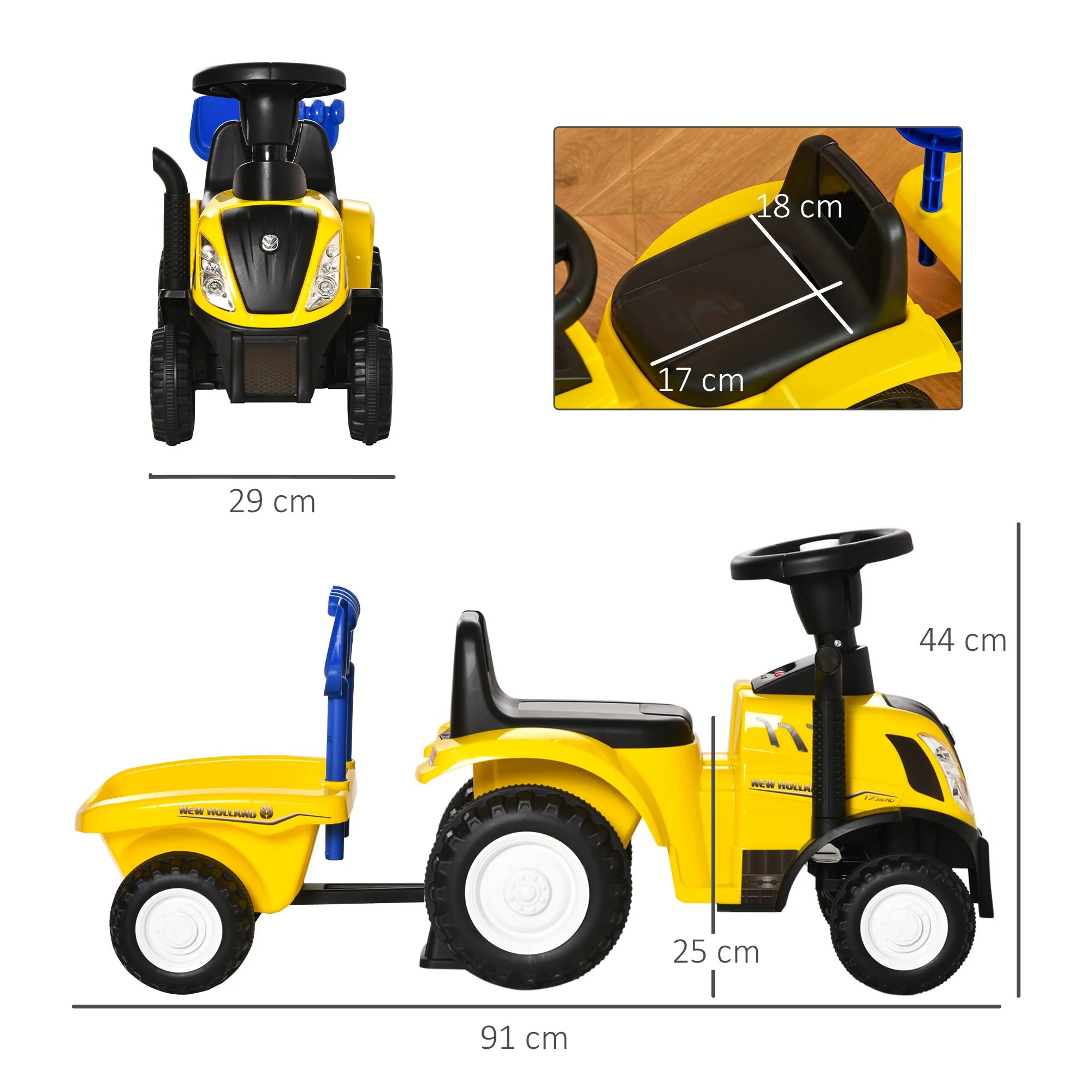 Tõuketraktor haagisega, 1–3 a, kuni 25 kg