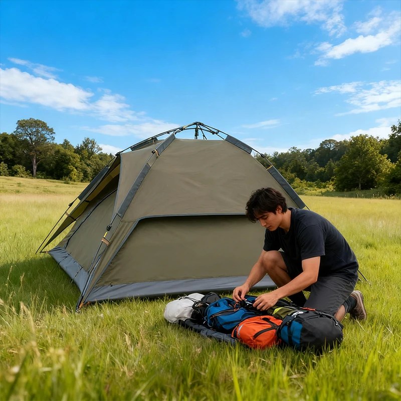 Automaatne telk 3–4 inimesele, 220 × 210 × 135 cm, khaki