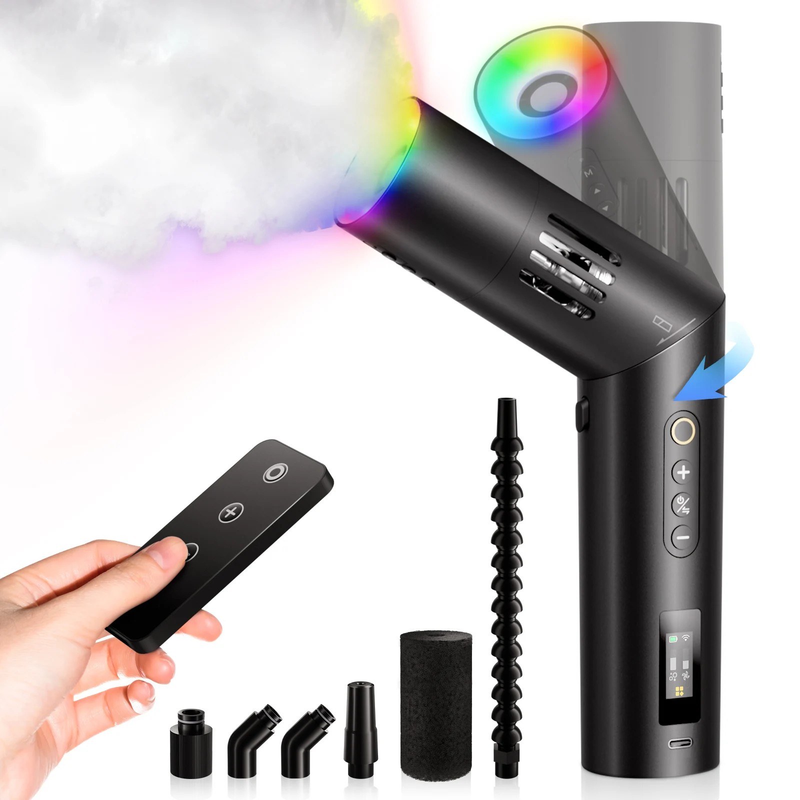 Kõrvitsakujuline 600 W udumasin, RGB ja pult