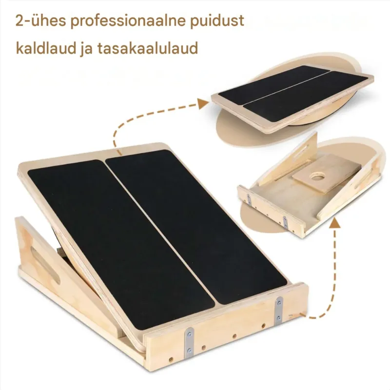 Puidust kallutuslaud, 4 nurka, 2-in-1 tasakaal