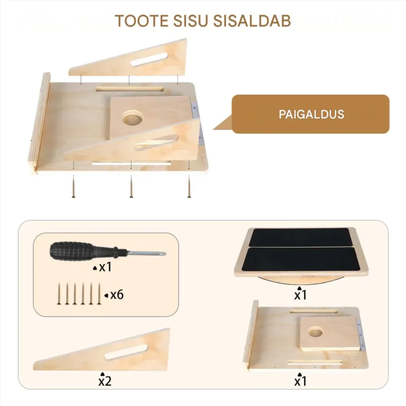 Puidust kallutuslaud, 4 nurka, 2-in-1 tasakaal