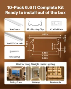 10-pakk 2,01 m/2M U-kujuline LED-alumiiniumkanal — pilt 4