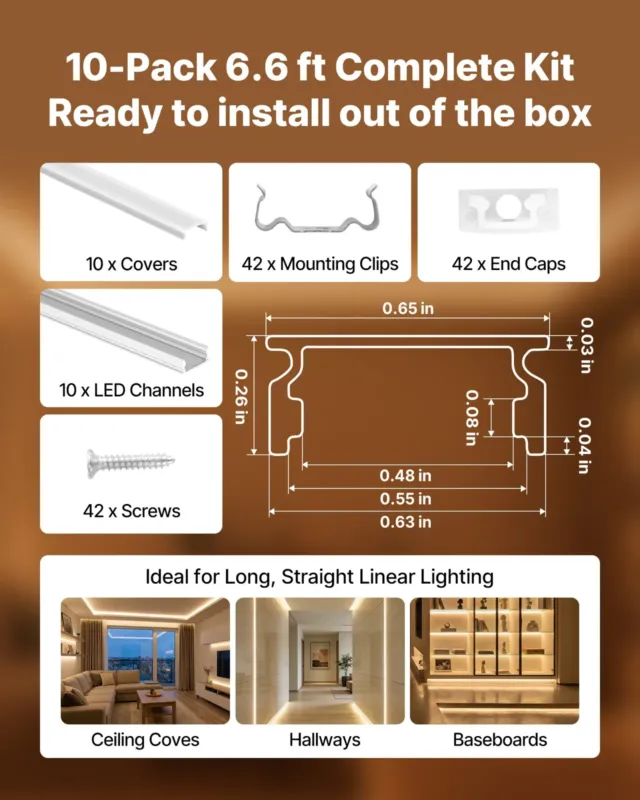 10-pakk 2,01 m/2M U-kujuline LED-alumiiniumkanal