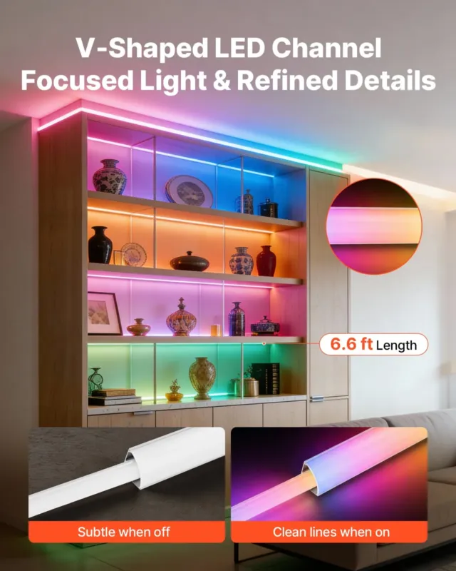 10-pakk 2,01 m/2M V-kujuline LED-alumiiniumkanal