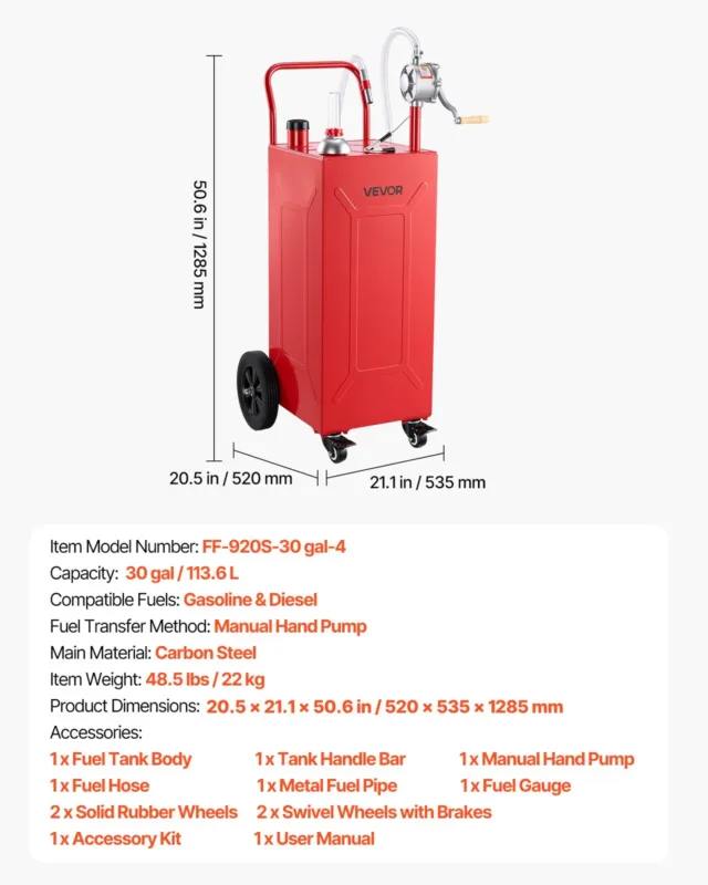 113,6L kütuse- ja bensiinikanister