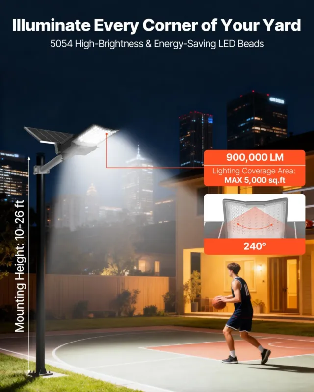 12000W päikeseenergial töötav tänavavalgusti õue