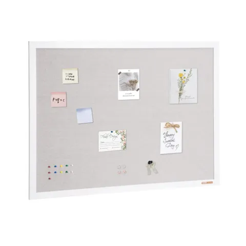 122 x 91,4 cm valge korgitahvel linase pinnaga – stiilne seinale