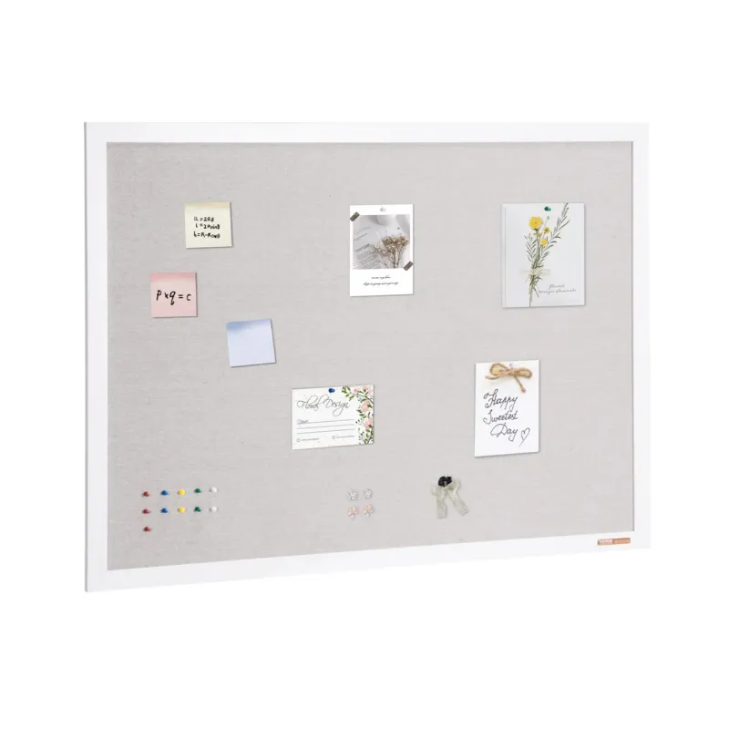 122 x 91,4 cm valge korgitahvel linase pinnaga – stiilne seinale