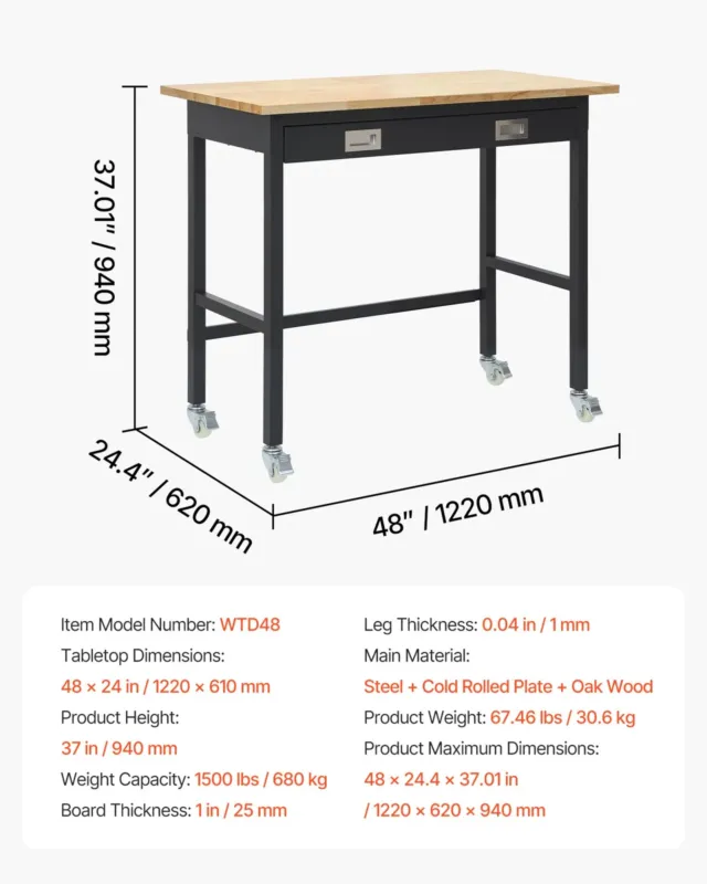 1220 mm töölaud