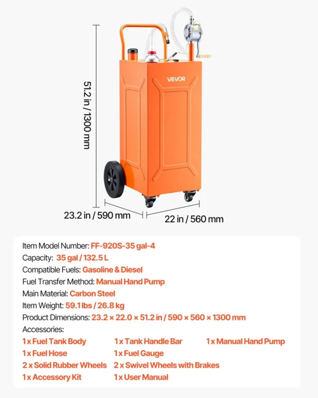 132,5L kütuse- ja bensiinikanister