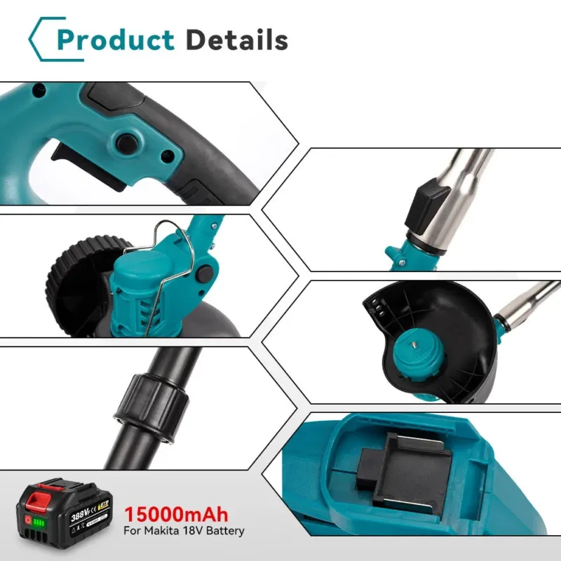 15,2 cm trimmer, 3000 W, 2 akut ja laadija