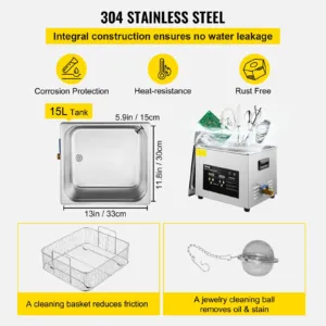 15L täiustatud ultrahelipuhasti (600W kütteseade, 15 L, 600 W — pilt 5