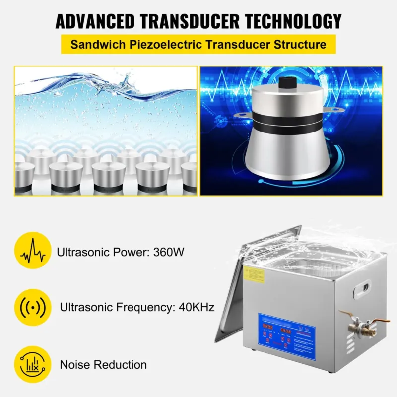 15L ultraheli puhastusmasin roostevabast terasest ultraheli