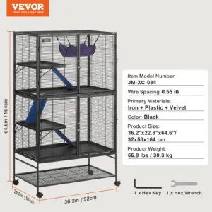 164,1 cm metallist väikeloomade puur — pilt 7