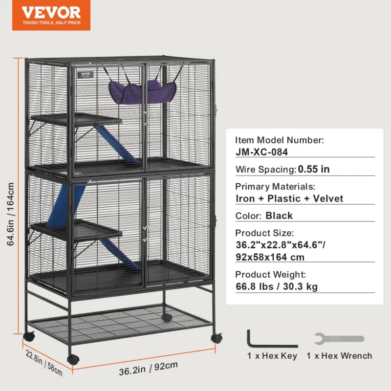 164,1 cm metallist väikeloomade puur