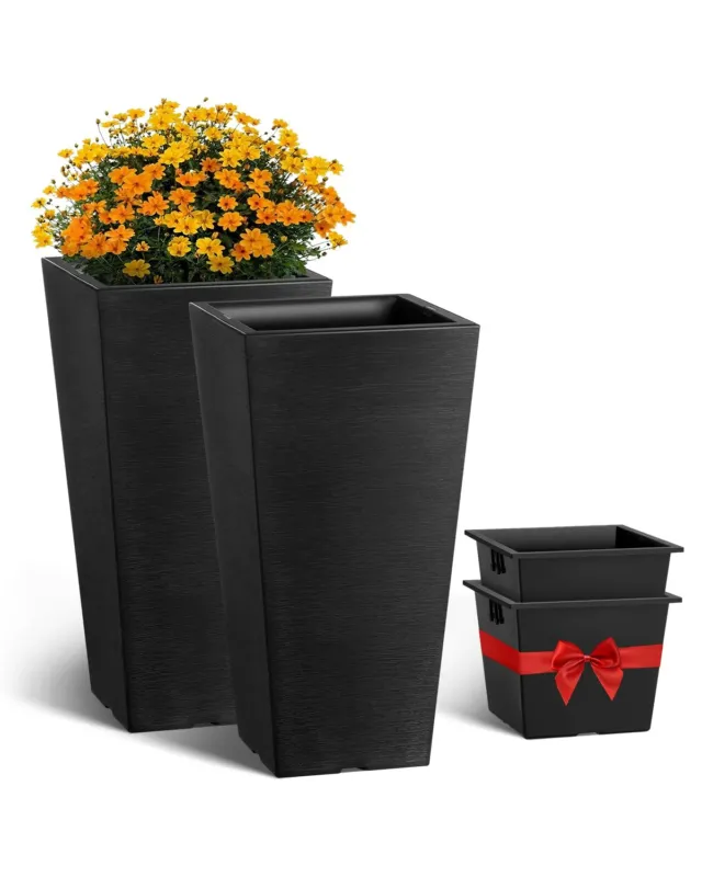 2 kõrge õuelillepoti komplekt 55,9 cm