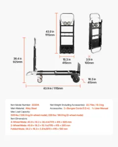 2-ühes kokkupandav käsikäru, 226,9 kg, 91,9 cm — pilt 7