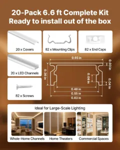 20-pakk 2,01 m/2M U-kujuline LED-alumiiniumkanal — pilt 4