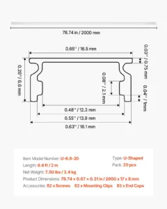 20-pakk 2,01 m/2M U-kujuline LED-alumiiniumkanal — pilt 7