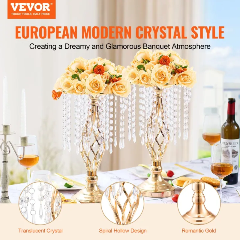 20 tk 43 cm kõrgune kristallist pulmalillede alus