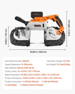 20V kaasaskantav lintsae komplekt, 127 mm, 360 W, 120 m — pilt 7