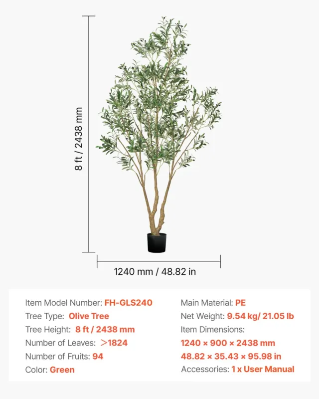240 cm kunstlillepuu musta potiga
