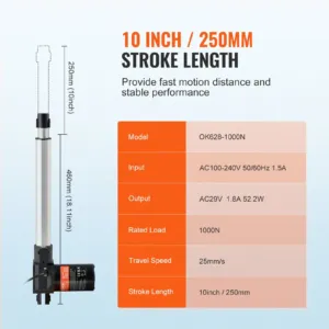 24V lineaarajami komplekt 25,4 cm 2,5 cm/s 99,8 kg/1000N IP44 — pilt 3