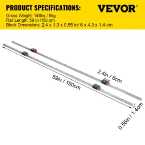2X 15-1500mm lineaarjuhtrööp koos 4 tk padjaplokiga — pilt 7