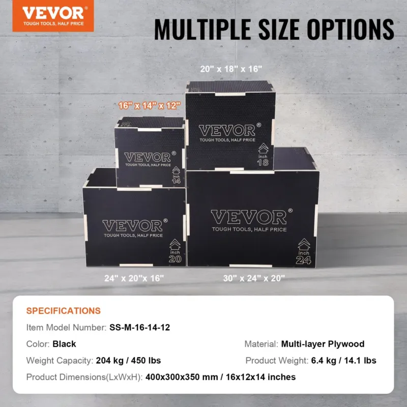 3-ühes plyomeetriline hüppekast, 2,96 cm, 204 kg