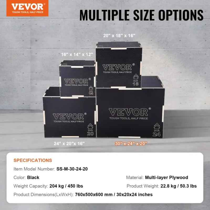 3-ühes plyomeetriline hüppekast, 3,05 cm, 204 kg