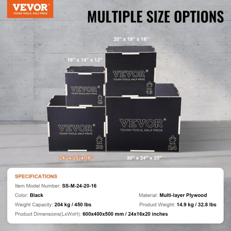 3-ühes plyomeetriline hüppekast, 3,17 cm, 204 kg