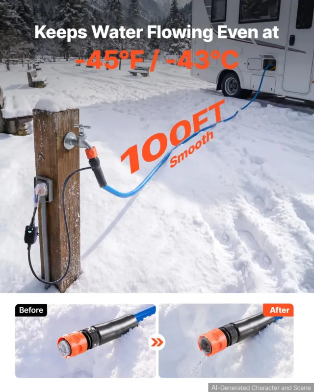 30,5 m soojendusega veevoolik matkaautodele temperatuuril -43 ℃