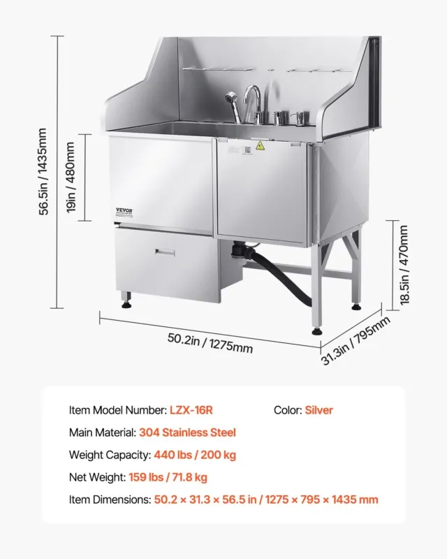 304 roostevabast terasest koerapesujaam, 127 cm, 11 kg