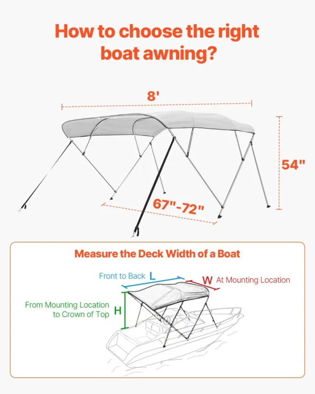 4 vööriga paadi bimini-katused, 183 cm, 8,4 kg