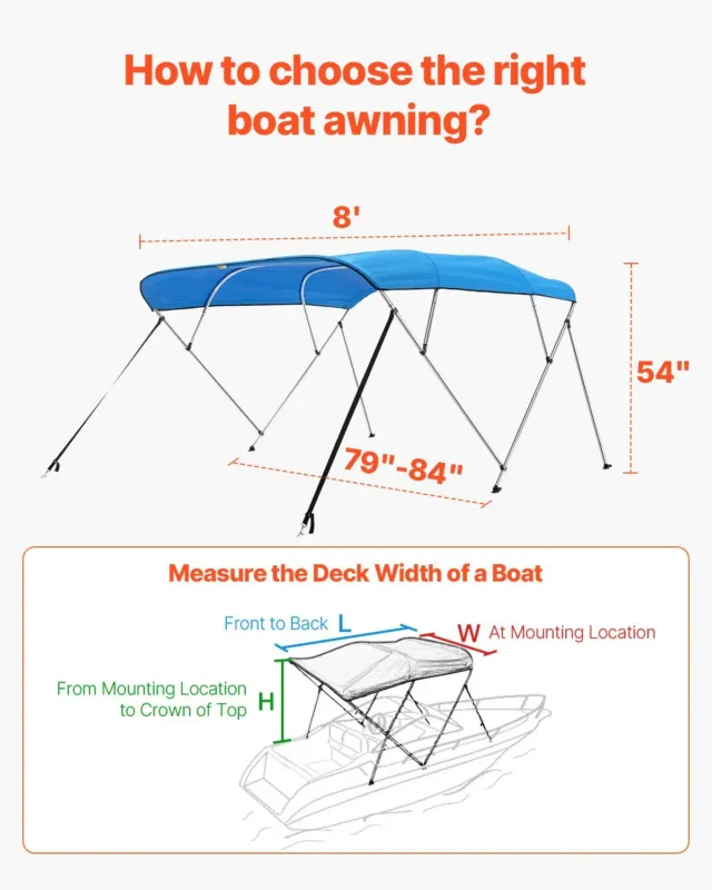 4 vööriga paadi bimini-katused, 213 cm, 8,9 kg