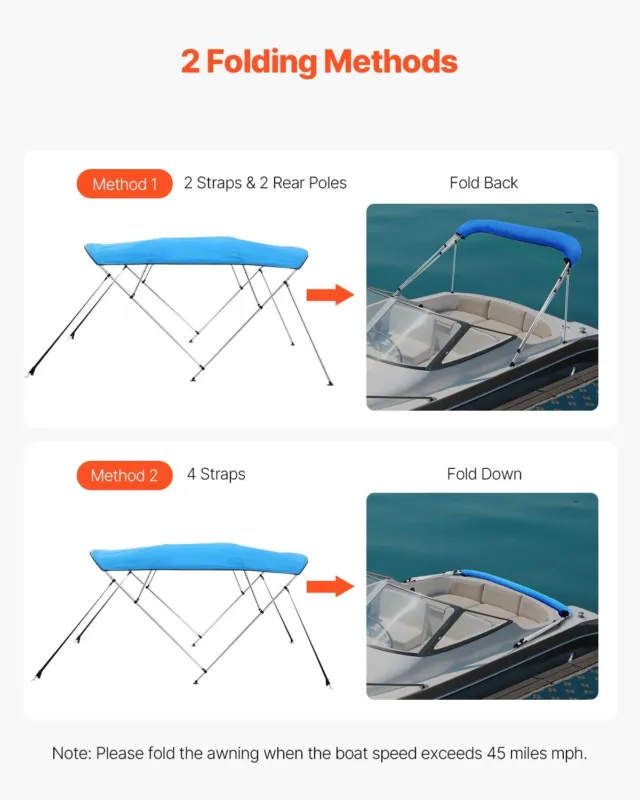 4 vööriga paadi bimini-katused, 229 cm, 9,1 kg