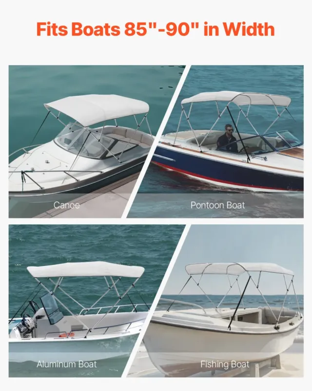 4 vööriga paadi bimini-katused, 229 cm, 9,1 kg