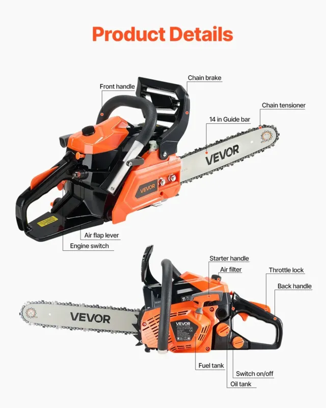 40 cm3 bensiinimootoriga kettsaag, 35,6 cm, 1,3 kW