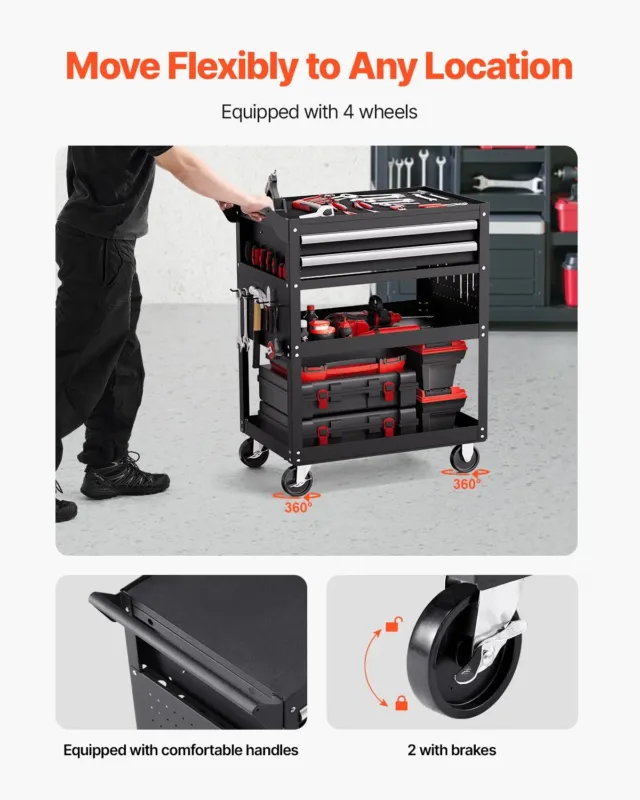 5-astmeline tööriistakäru ratastega, 5 tasandit, 181 kg