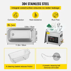 6L täiustatud ultrahelipuhasti (400W kütteseade, 6 L, 400 W — pilt 5