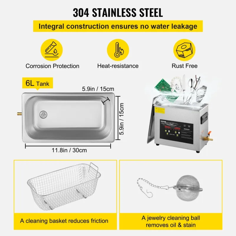 6L täiustatud ultrahelipuhasti (400W kütteseade
