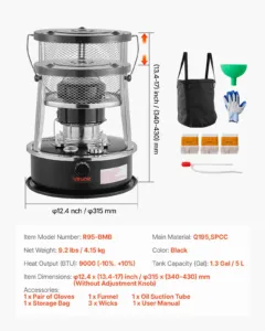 9000 BTU Portable Kerosene Heater & Stove — pilt 7