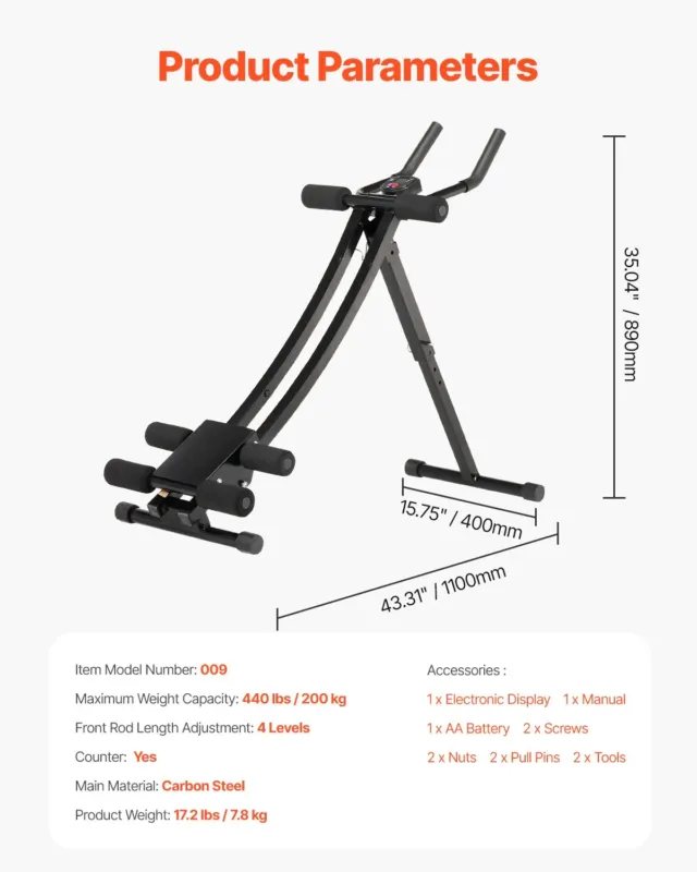 AB treeningmasin, 200 kg, 1150 x 400 x 190 mm