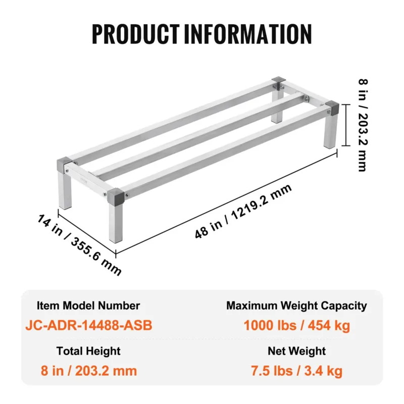 Alumiiniumist toidupuitlaod, 122 x 35,6 cm, 454 kg