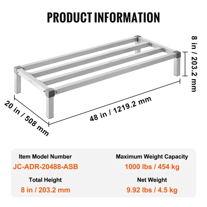 Alumiiniumist toidupuitlaod, 122 x 50,8 cm, 454 kg